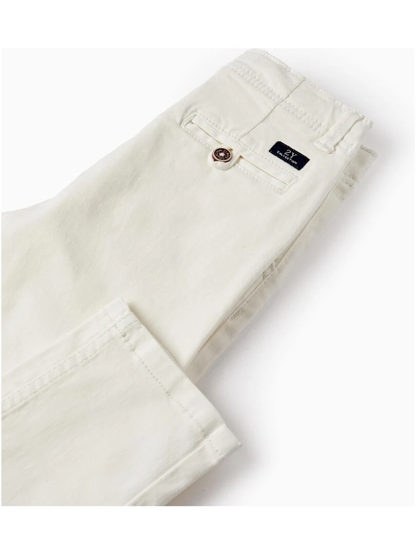 Pantalon Chino en Sergé de Coton pour Garçon 'Slim Fit'  BROTHERS&SISTERS   Blanc