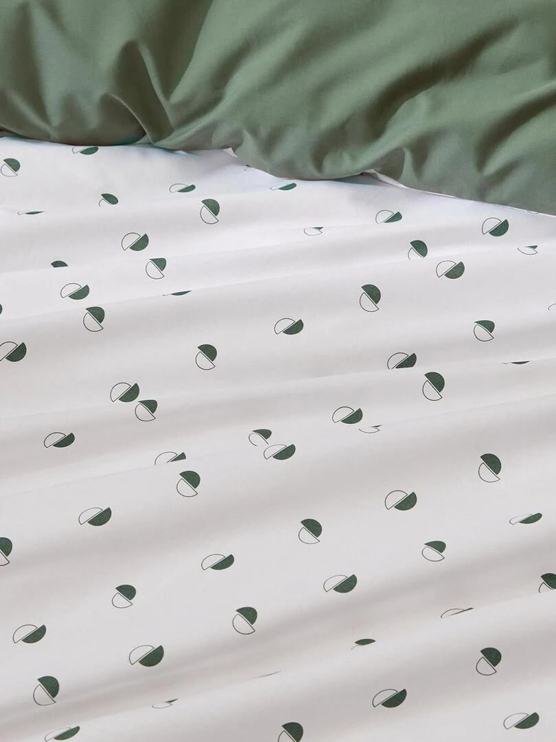 Parure de couette en percale de coton au style géométrique Vert olive
