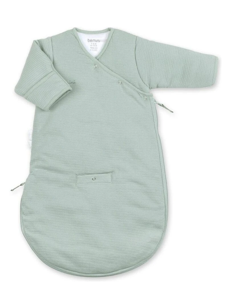 Bemini Gigoteuse avec moufles Pady waffle et jersey bio Vert sapin