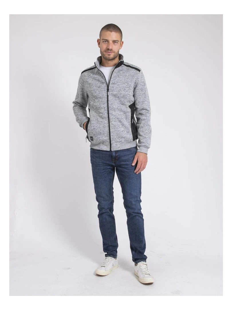 Sweat zippé col montant WIRAPOL   Gris