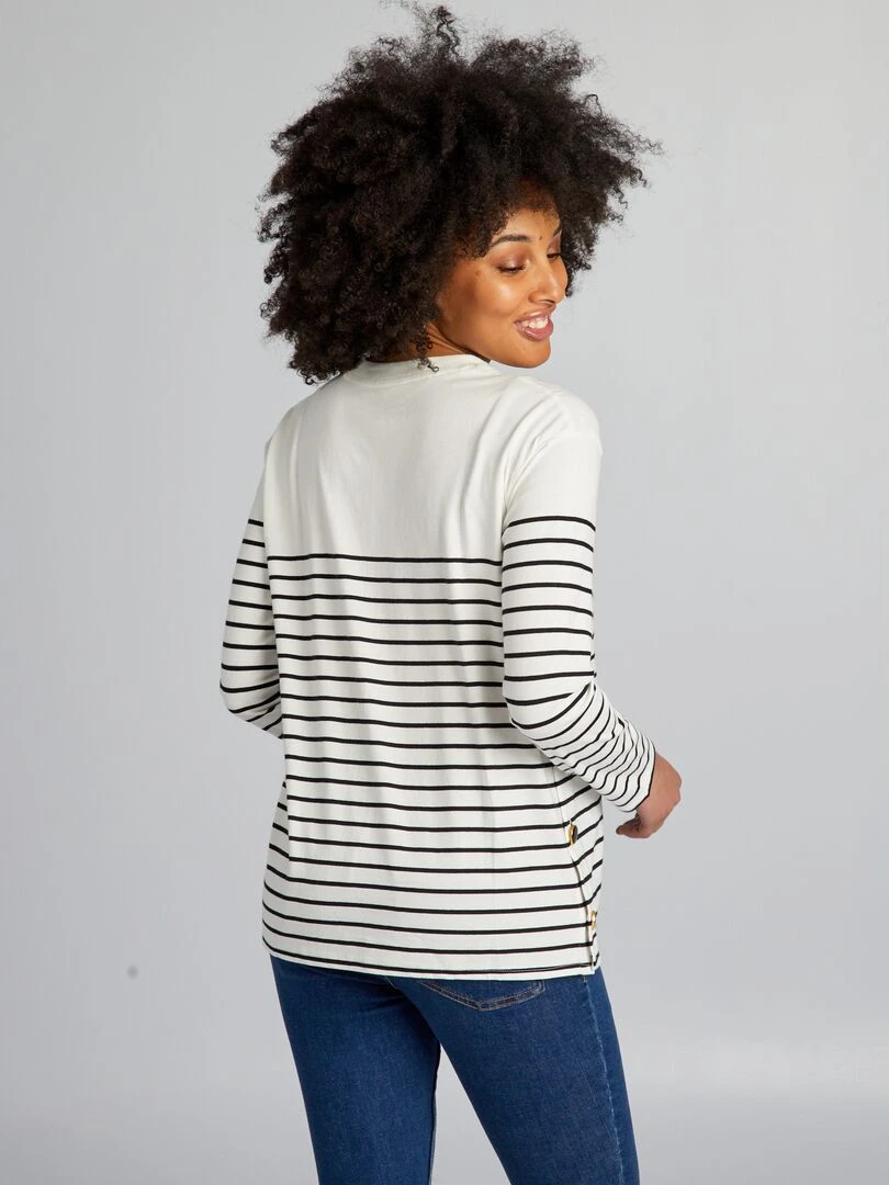 T shirt d'allaitement à rayures   Blanc