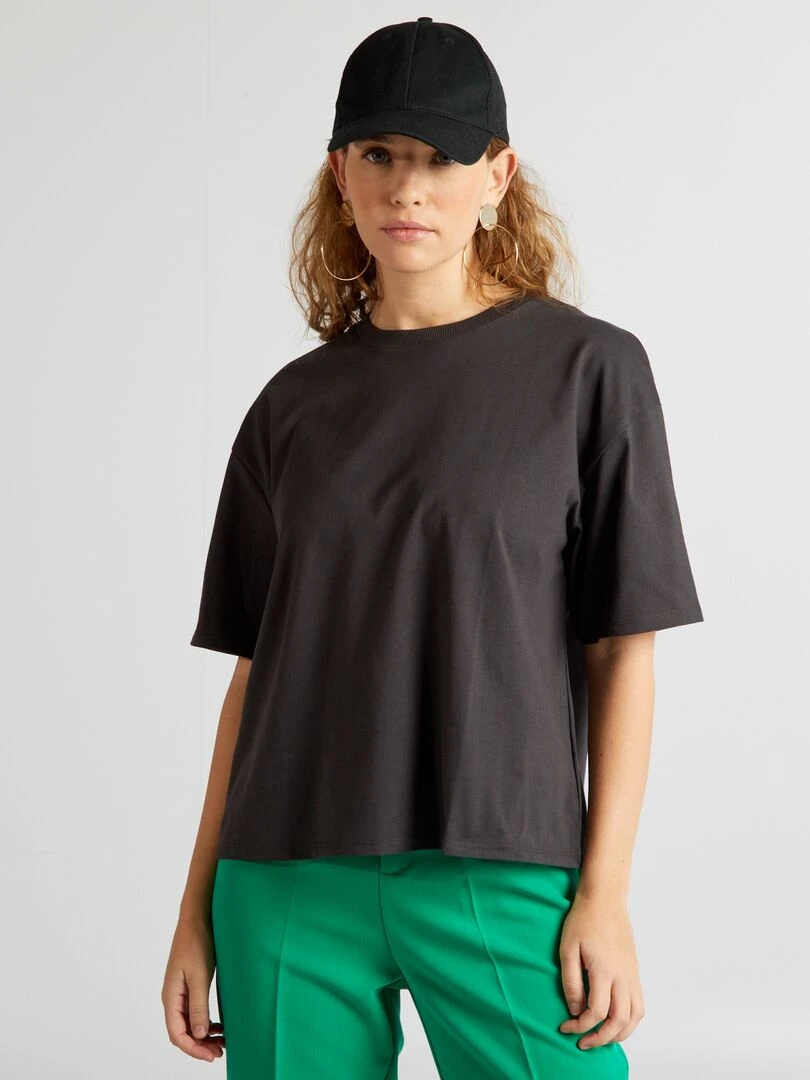 T shirt en maille jersey Tough Cotton™ Noir délavé