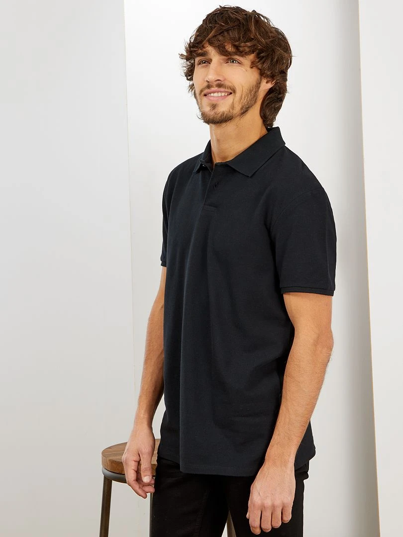 Polo en piqué de coton   noir