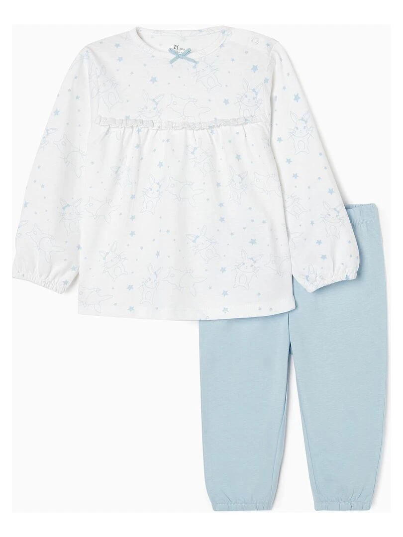 Pyjama en Coton Bébé Fille 'Bunny' manches longues ESSENTIALS LINE Bleu clair