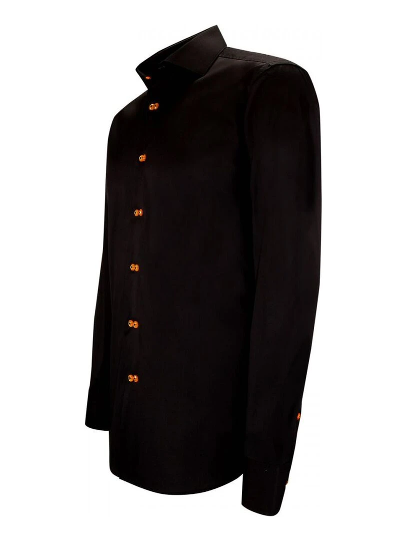 Chemise cintrée double boutonnage DOTTIO   Noir