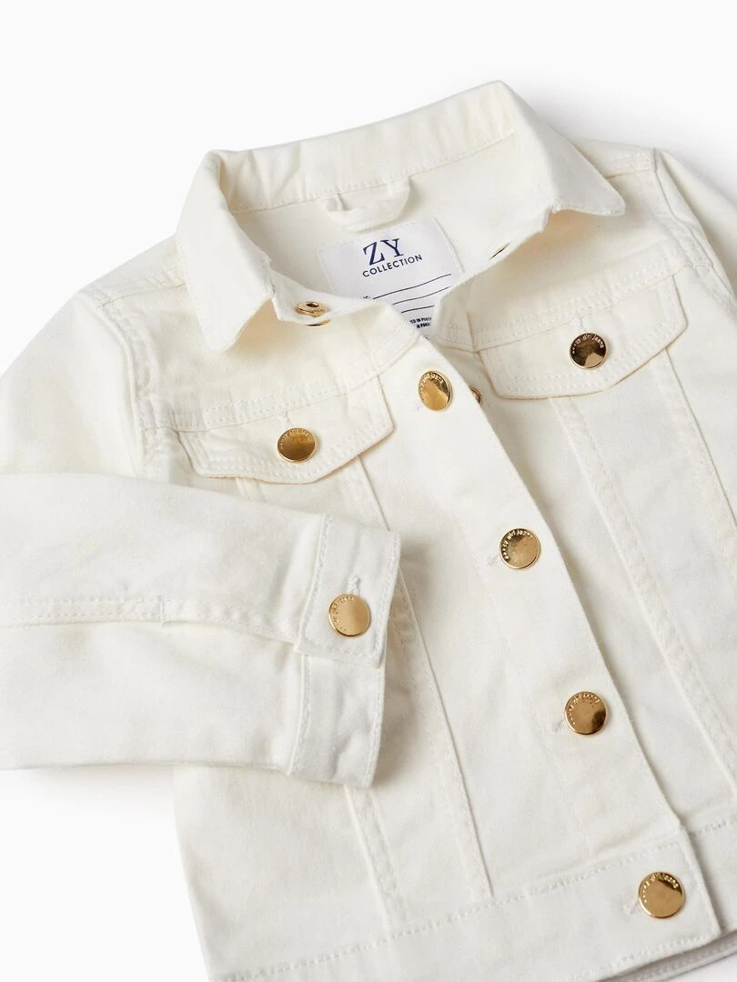 Veste en jean pour bébé fille  CÉRÉMONIE   Beige clair