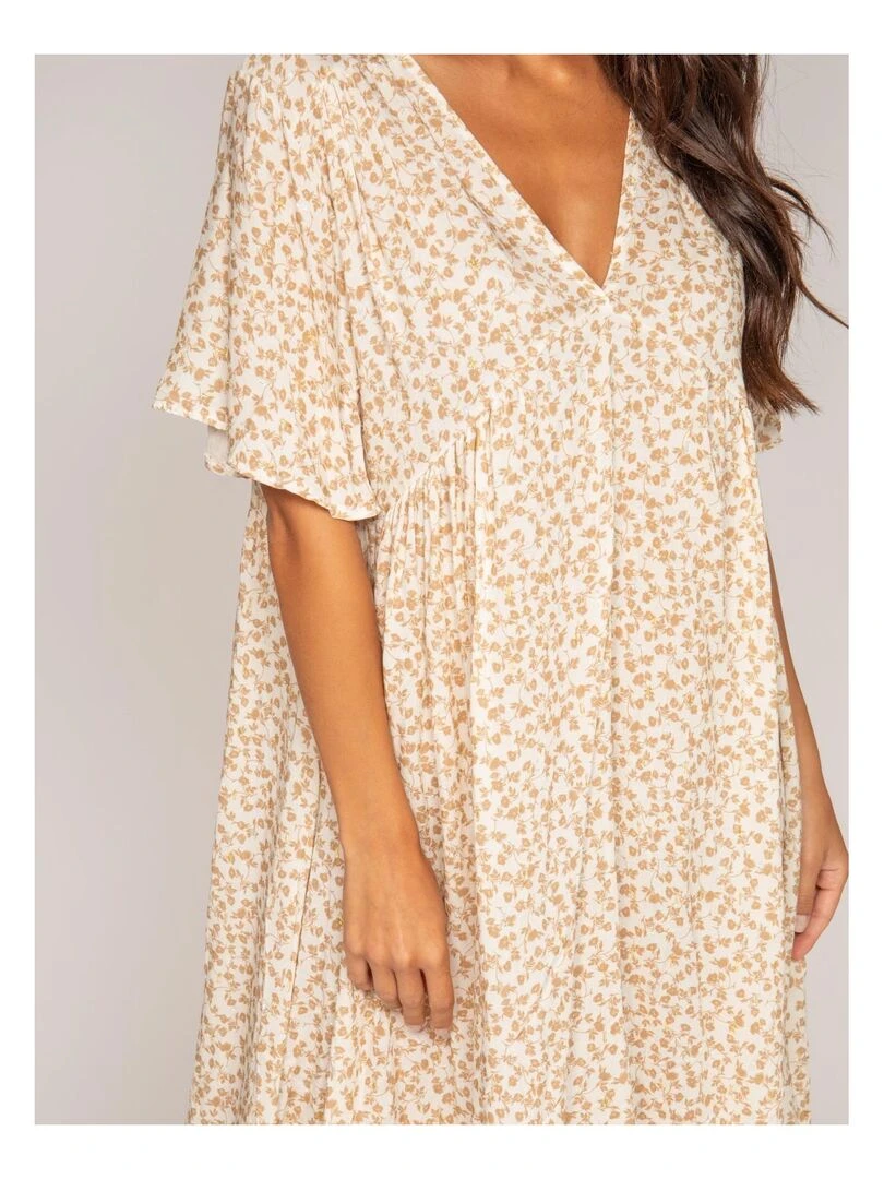 Robe courte motifs IRMIS   Beige