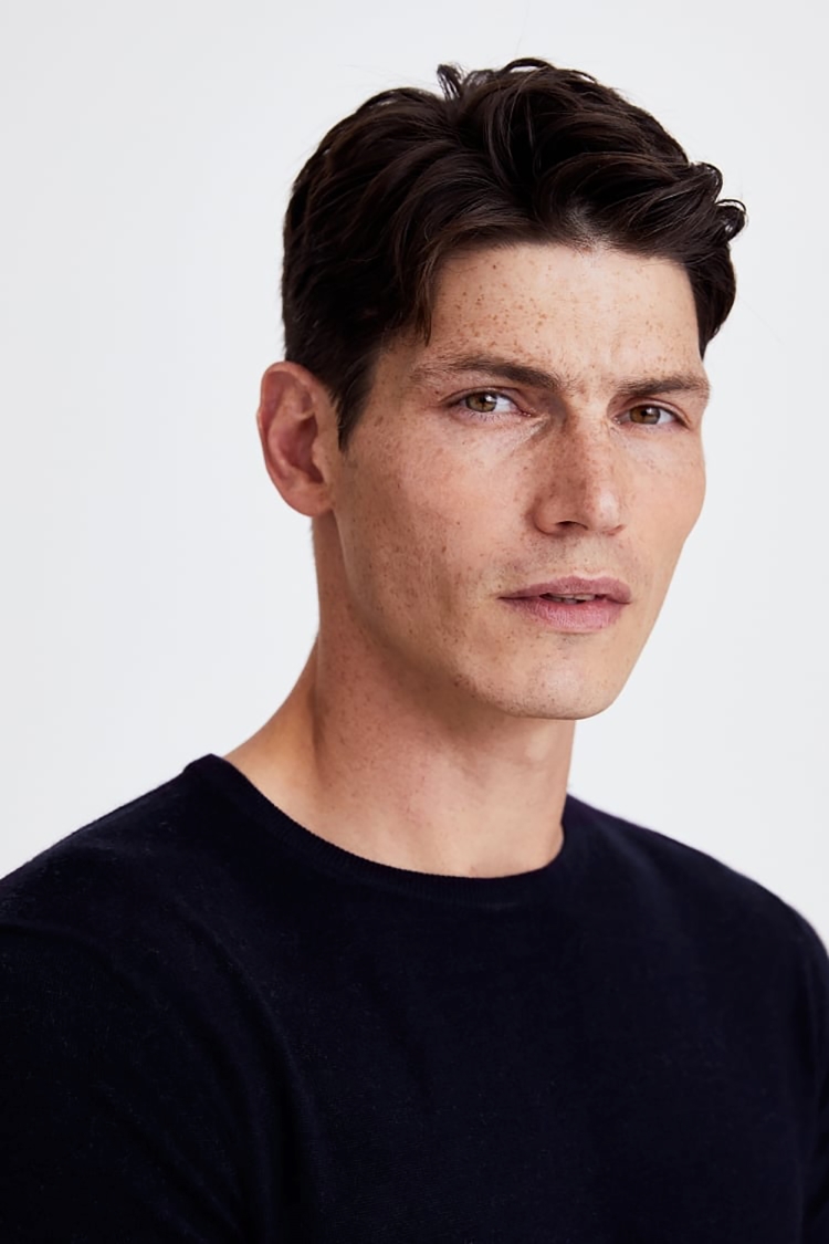 Navy Merino Crew Neck Jumper   Buy Online at Moss