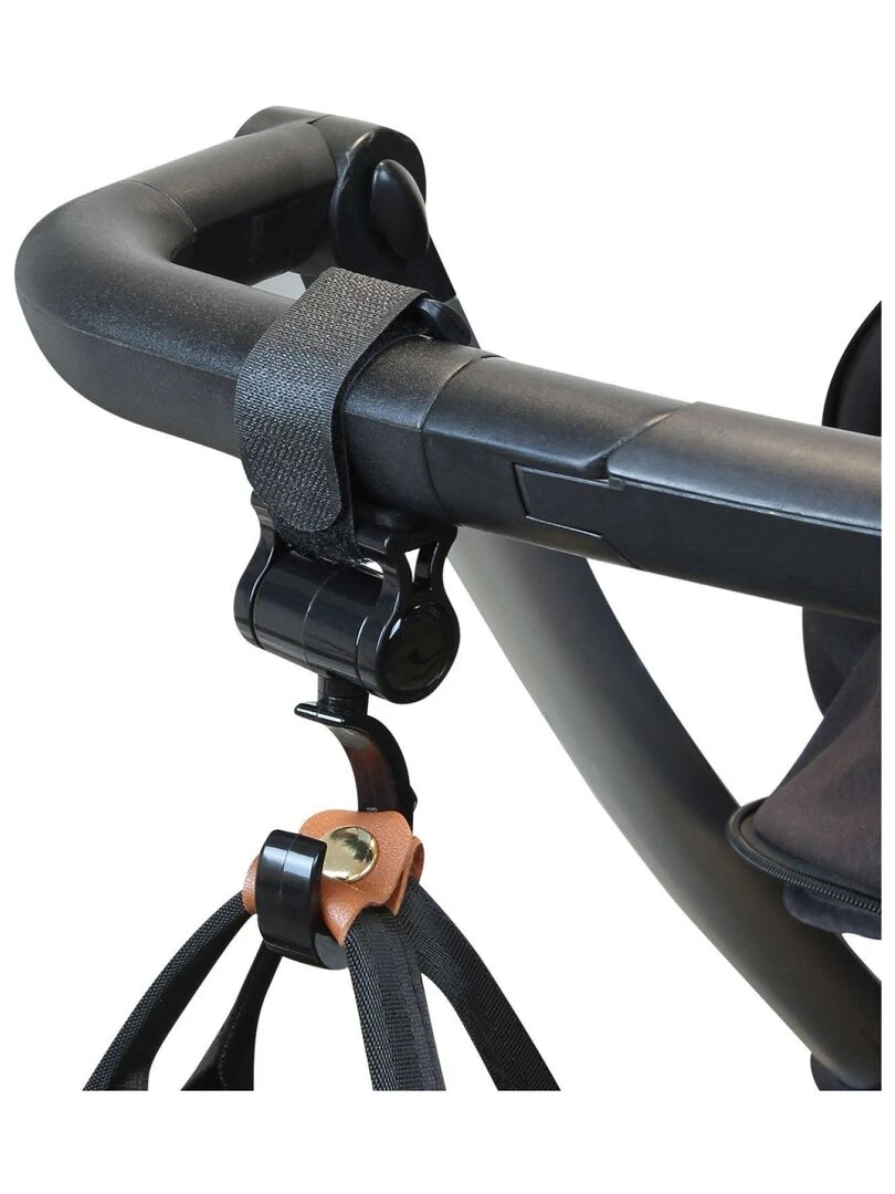 Lot de 2 crochets rotatifs universels pour poussette   Baroud   Monsieur Bébé   Noir