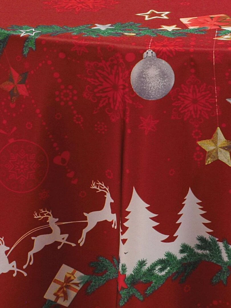Nappe Anti taches Noël Rouge Ronde 160 cm Rouge