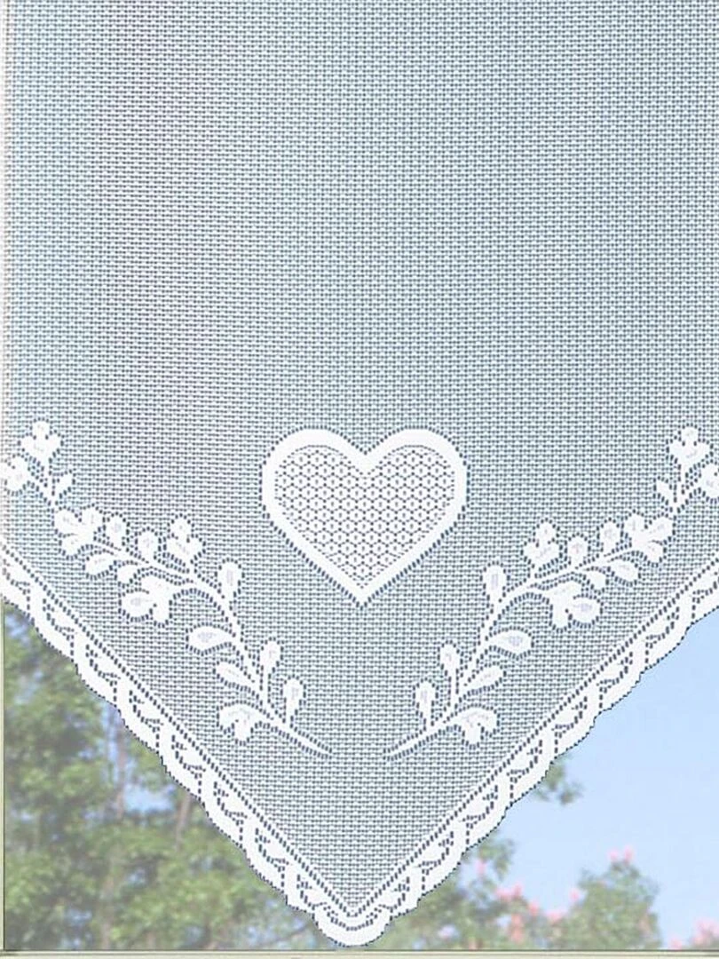 Paire de vitrages cœur en pointe   Blanc