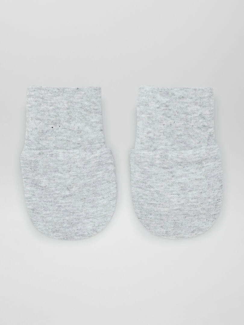Lot de 2 paires de moufles anti griffes Blanc/gris