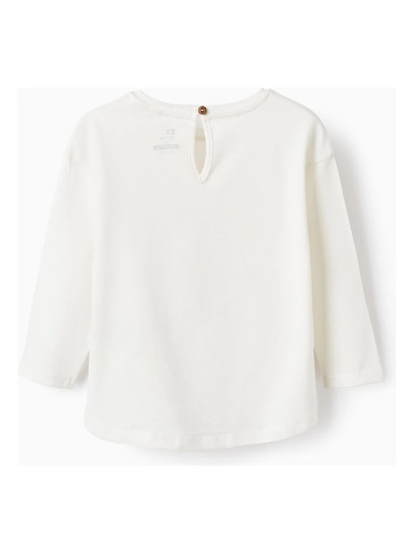 T shirt à Manches Longues pour Bébé Fille 'Flower Power' manches longues Blanc