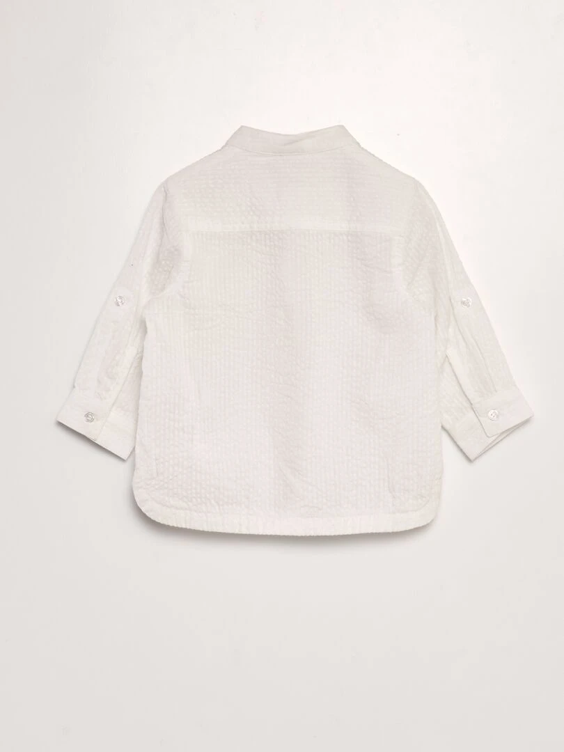 Chemise rayée en lin blanc