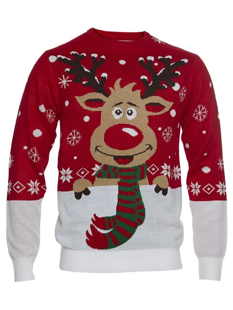 Pull de Noël "Rudolph"   100% coton BIO   Rouge