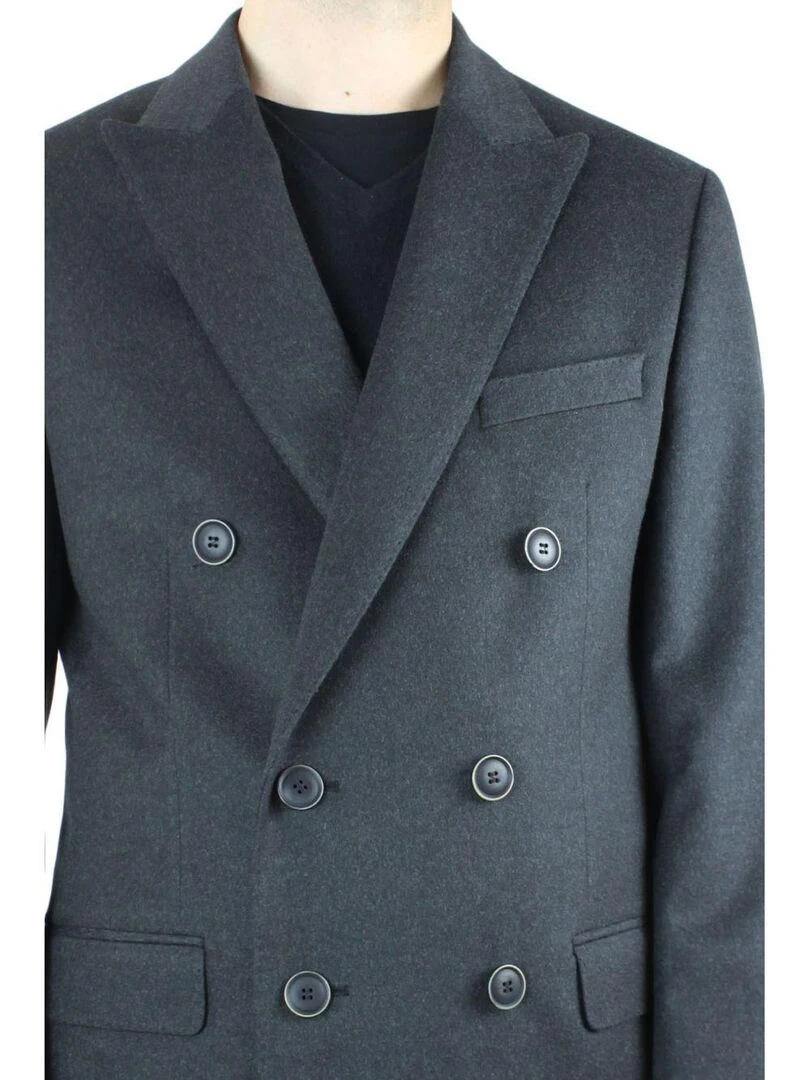 Manteau croisé Luxe Kebello gris anthracite
