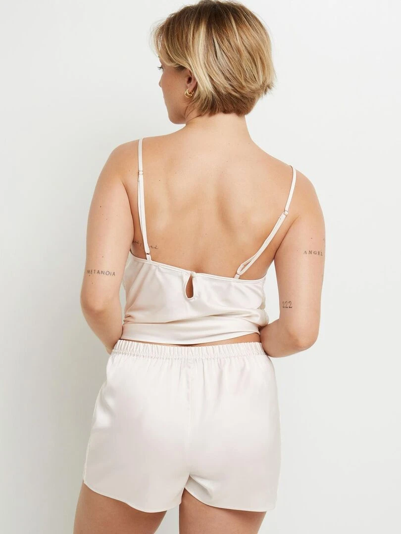 Short satin Chimene RougeGorge Lingerie Blanc