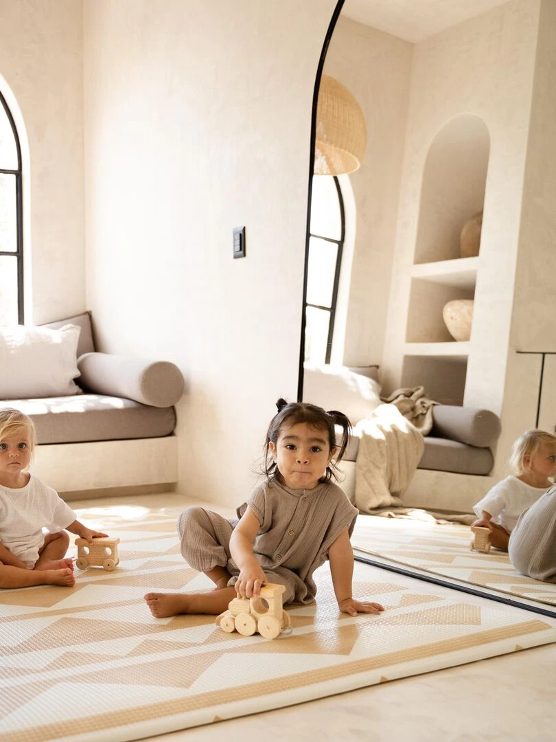 Tapis de jeu enfant REVERSIBLE design TRIBECA WHEAT   Beige argile