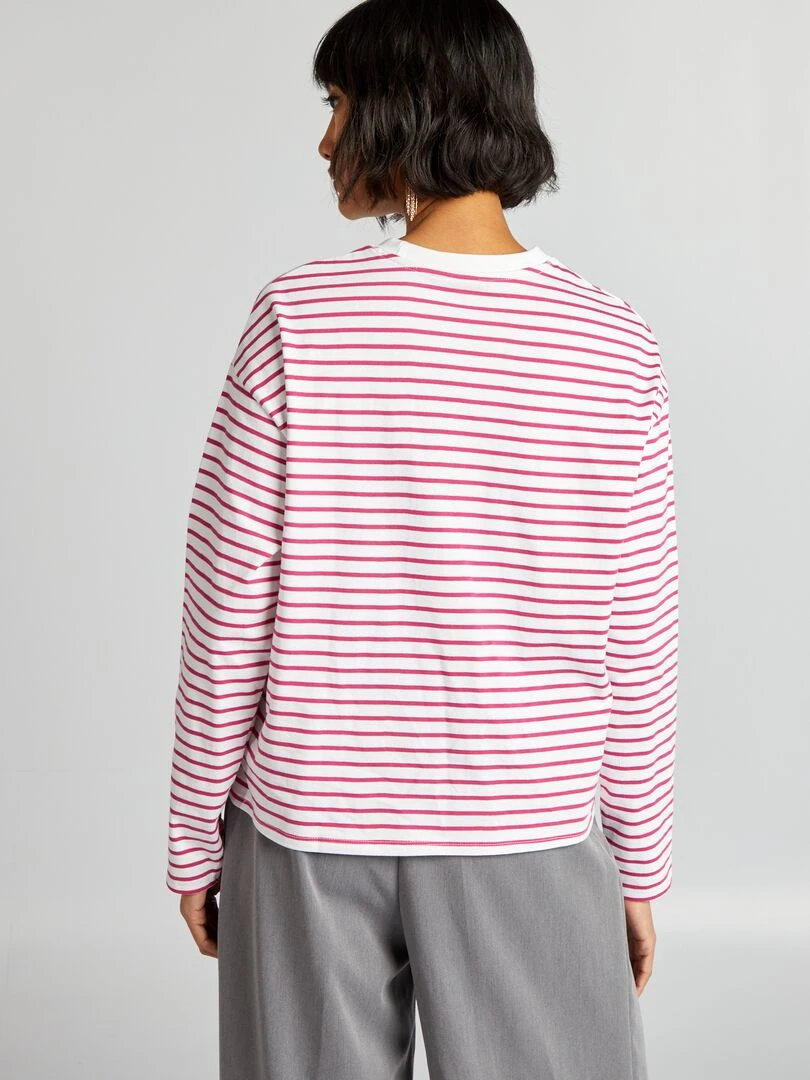 T shirt marinière en jersey   Blanc