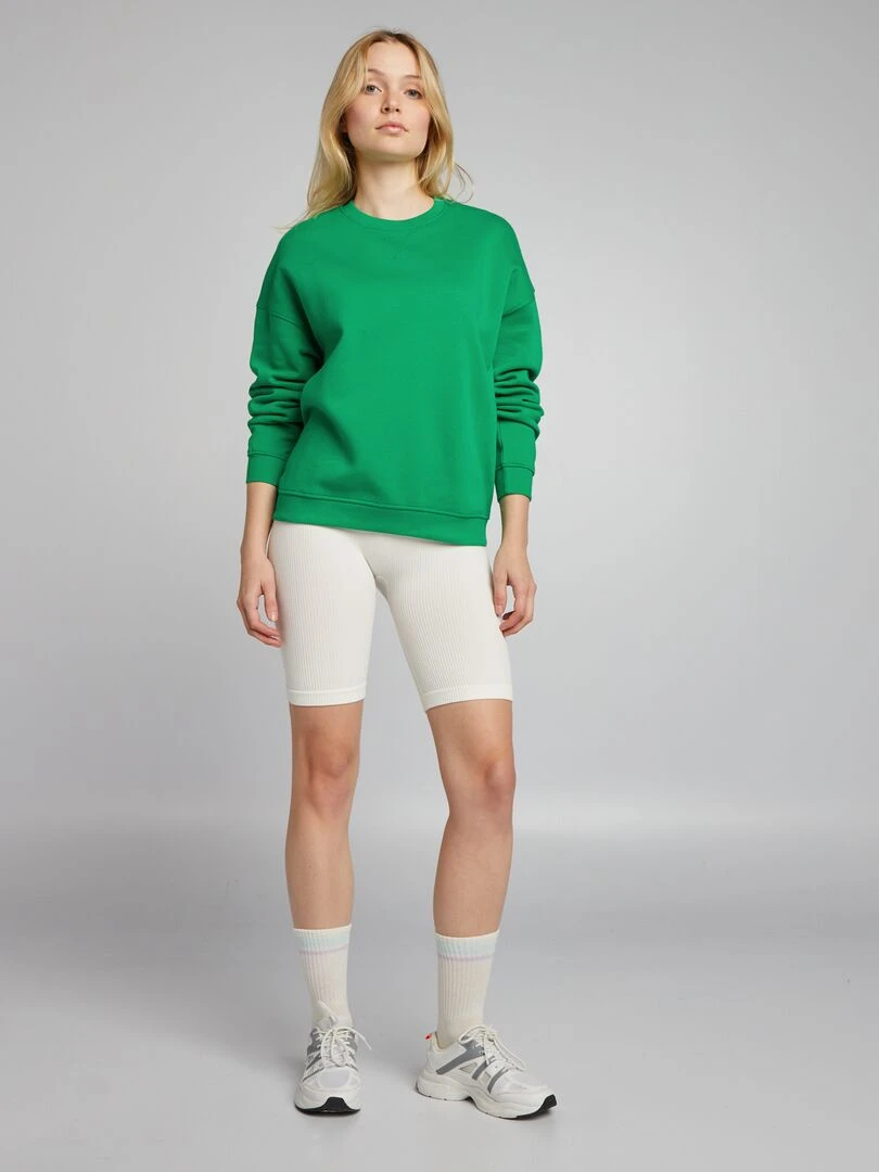 Sweat en molleton uni vert jardin