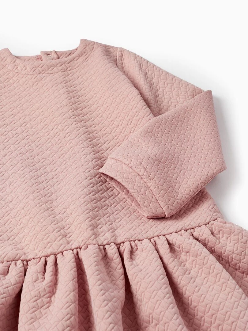 Robe en maille interlock à manches longues pour fille manches longues SWEET FROSTY DREAMS   Rose
