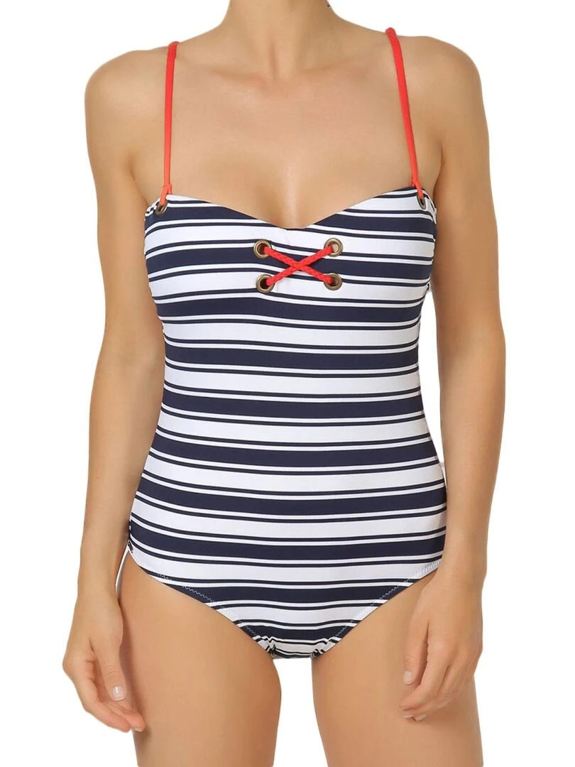 Maillot 1 pièce Navy stripes Bleu marine