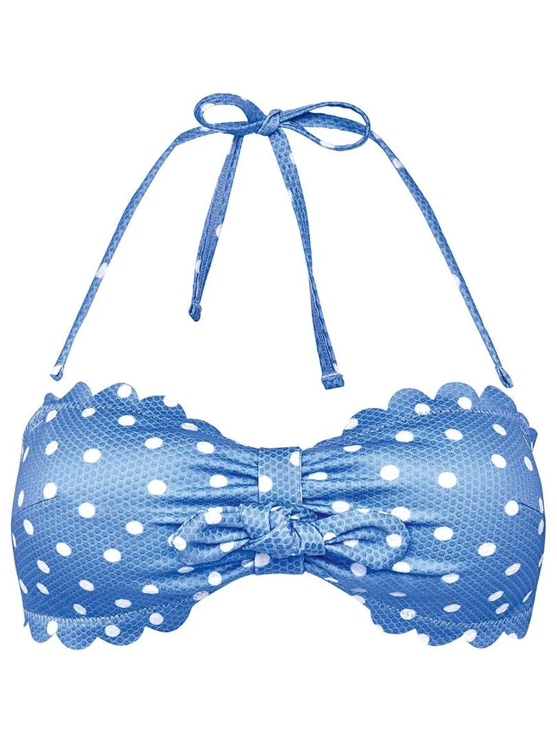 Haut de maillot bandeau COQUILLAGE Brigitte Bardot Bain Bleu