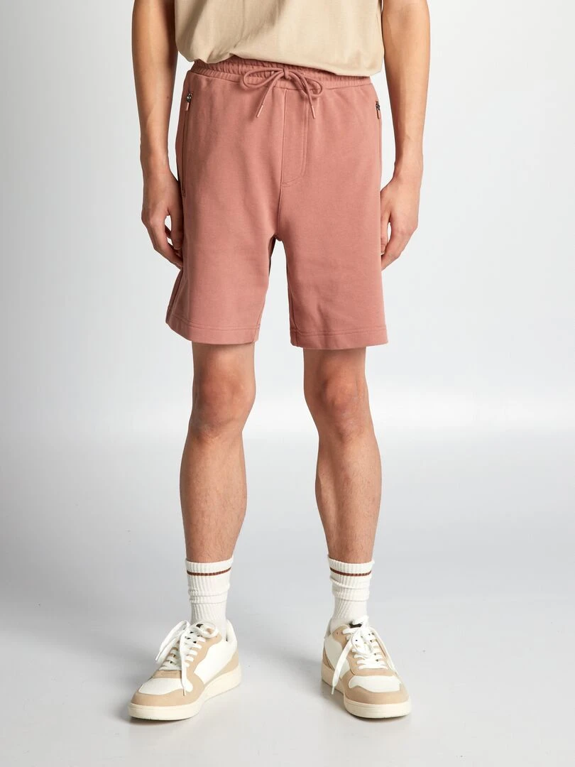 Short en molleton avec poches zippées Marron