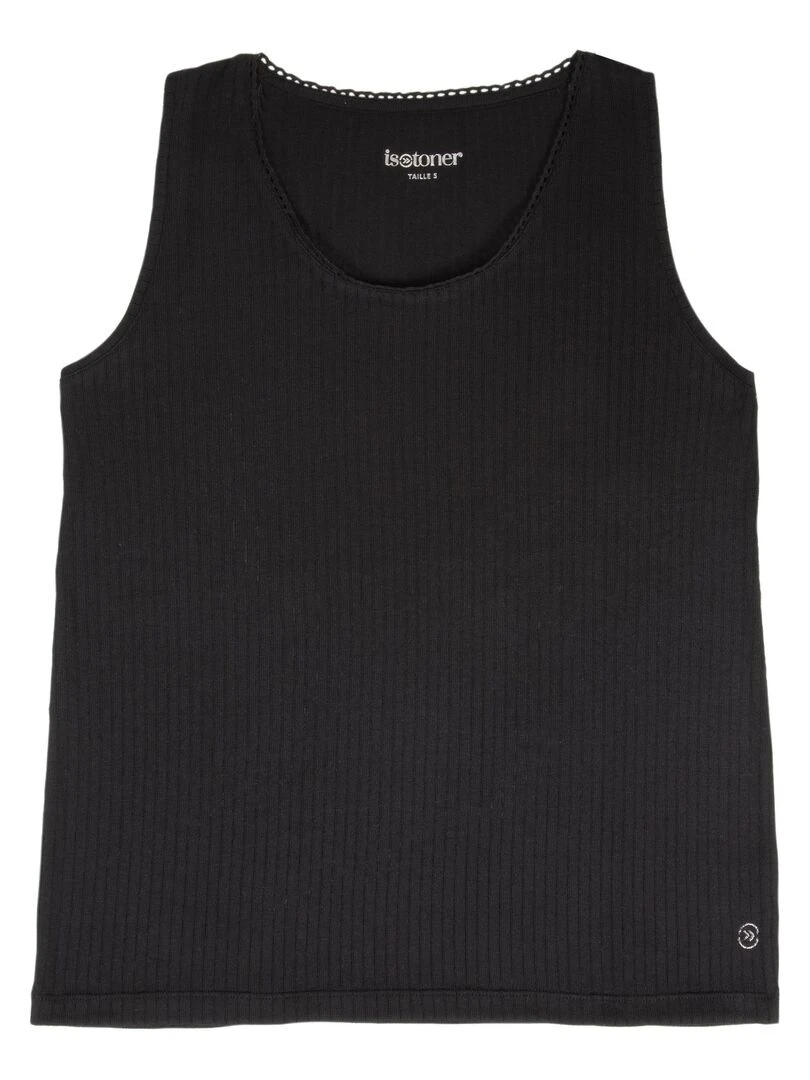 Débardeur Femme maille côtelée Noir Noir