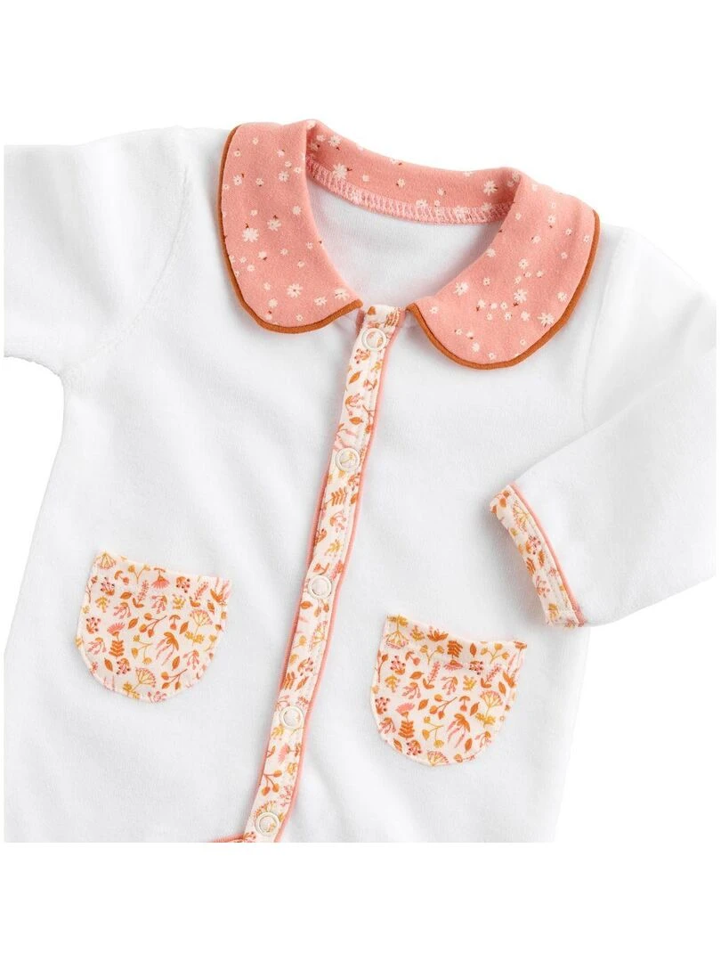 Pyjama bébé en coton SAUTHON Blanc Rose