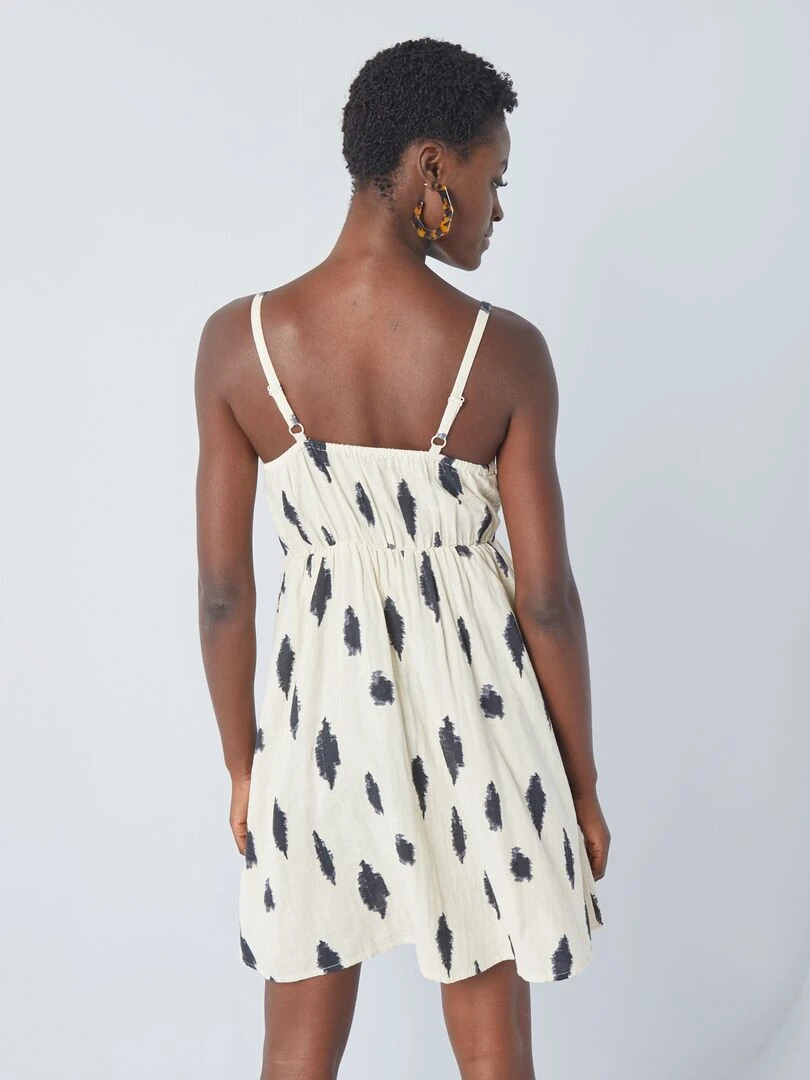 Robe courte tie and dye à fines bretelles   Beige