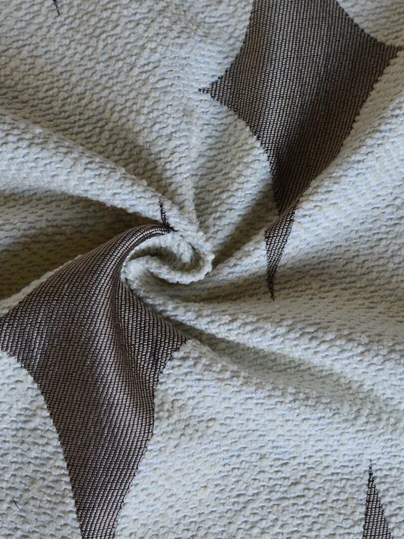 Rideau d'ameublement à jacquard géométrique Beige clair