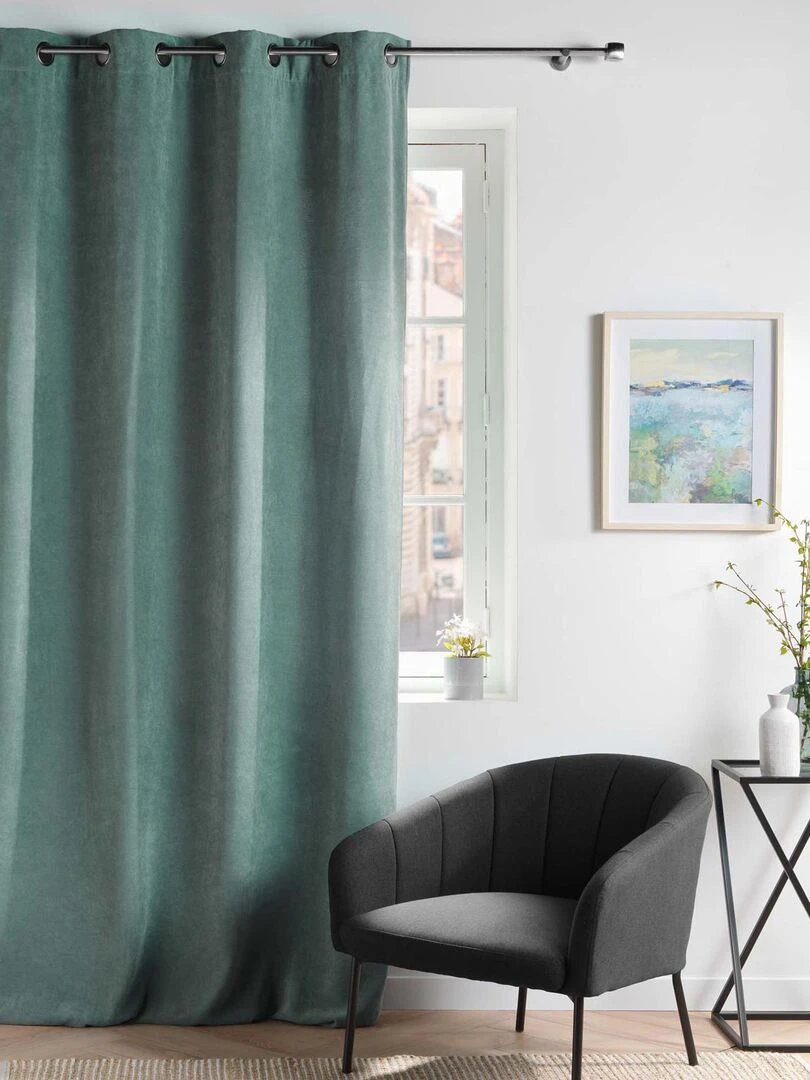 Rideau tamisant en velours uni   Vert olive