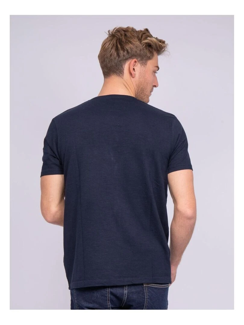 T shirt col rond pur coton NANITOU   Bleu marine