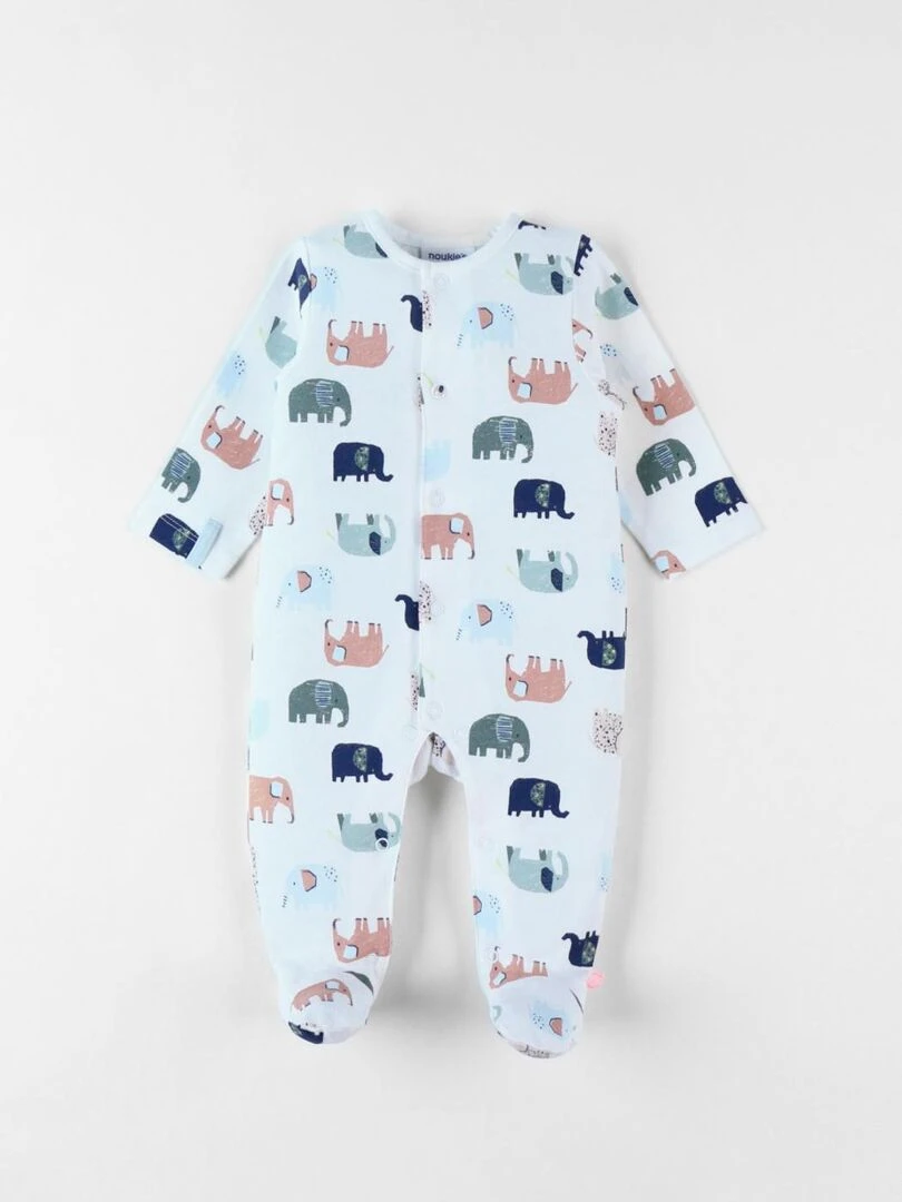 Pyjama 1 pièce imprimé éléphants en jersey Noukie's Beige