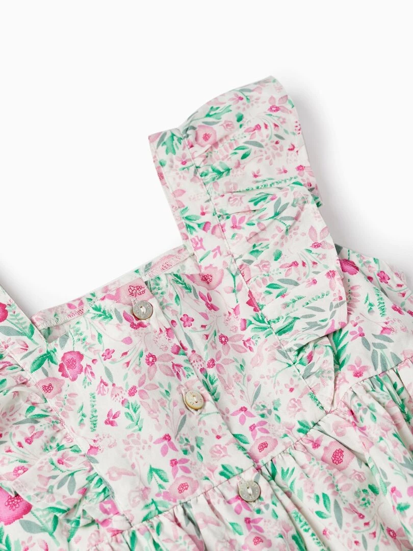 Robe Florale en Coton pour Fille manches courtes LETS PARTY   Rose