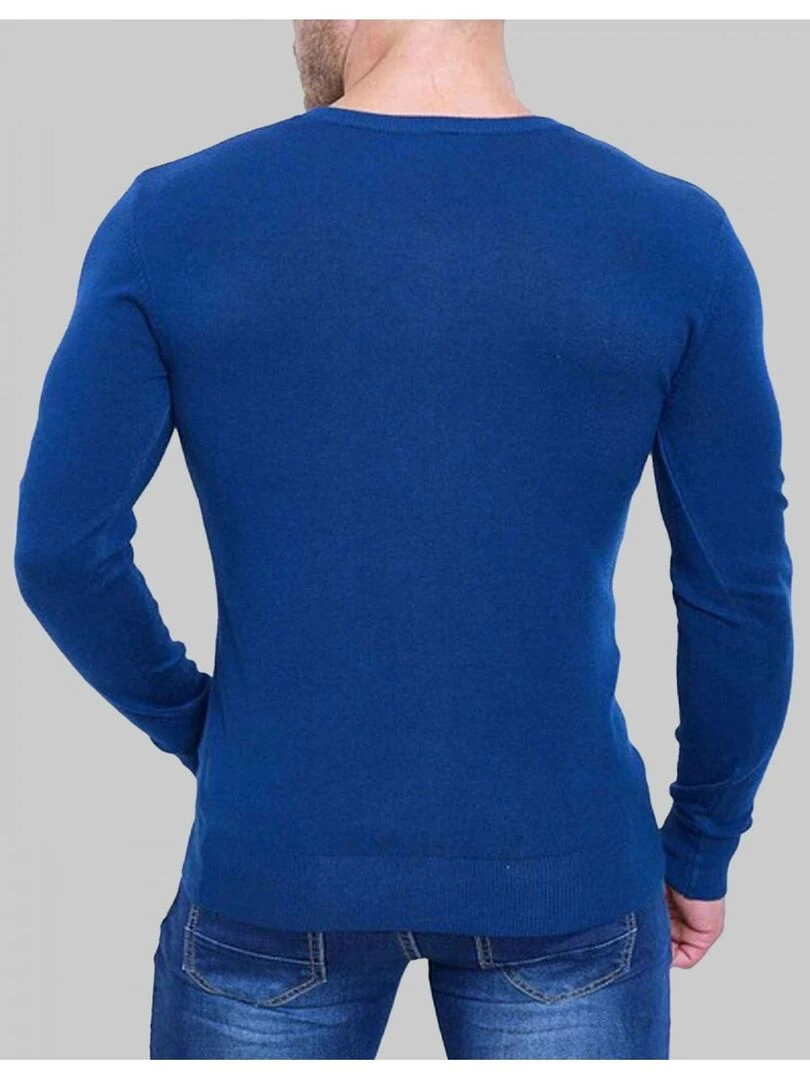 Pull manches longues col V Kebello   Bleu