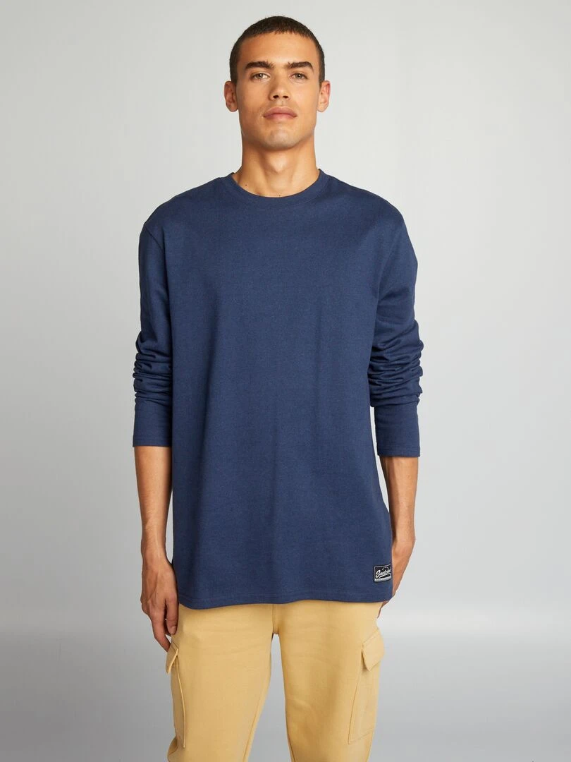 T shirt épais à manches longues Bleu foncé