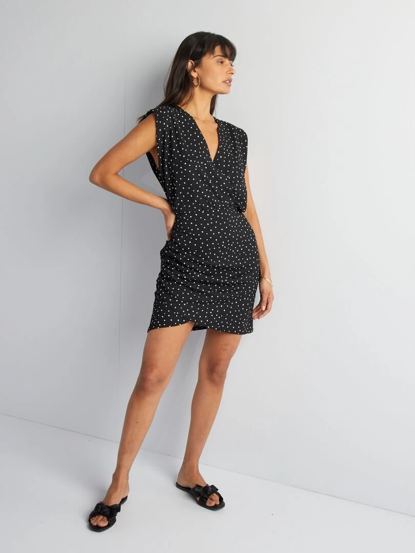 Robe crêpée à épaulettes   Noir