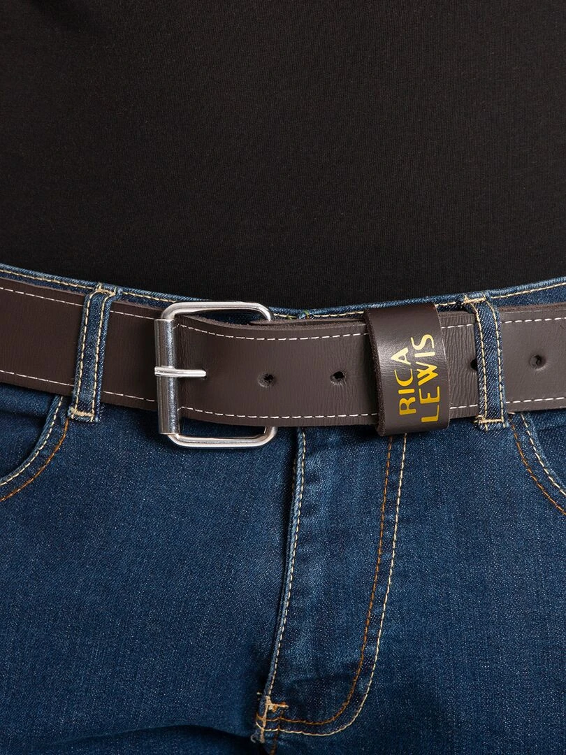Ceinture cuir avec boucle acier CAPTAIN 'Rica Lewis' Marron