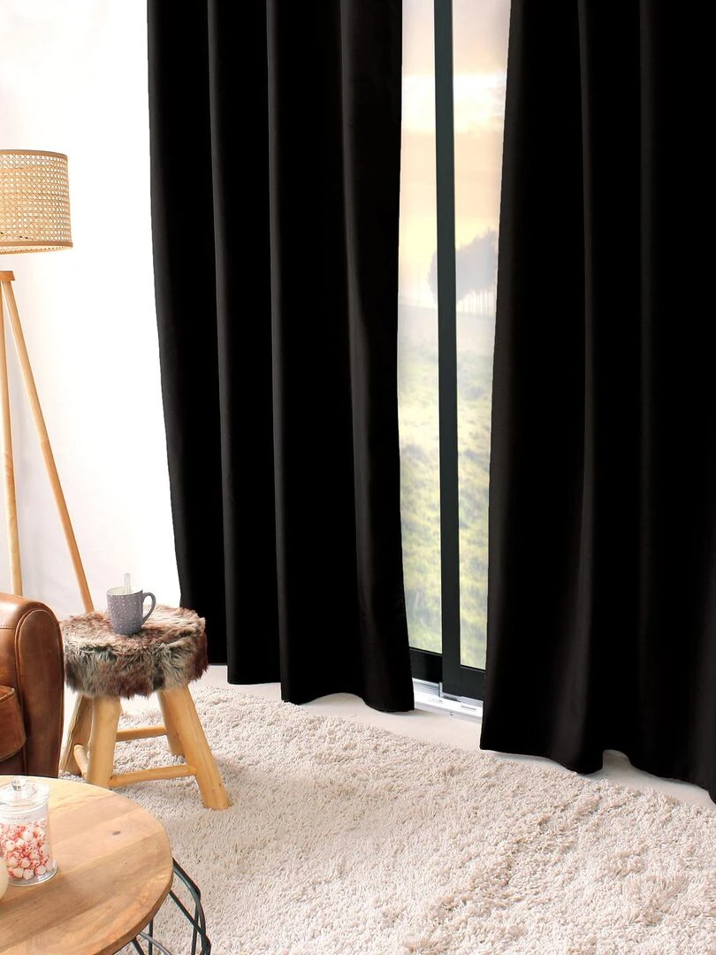 Rideau thermique en microfibre doublée   Noir