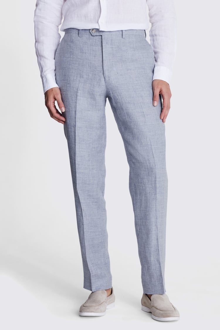Regular Fit Light Blue Linen Trousers Buy Online at Moss