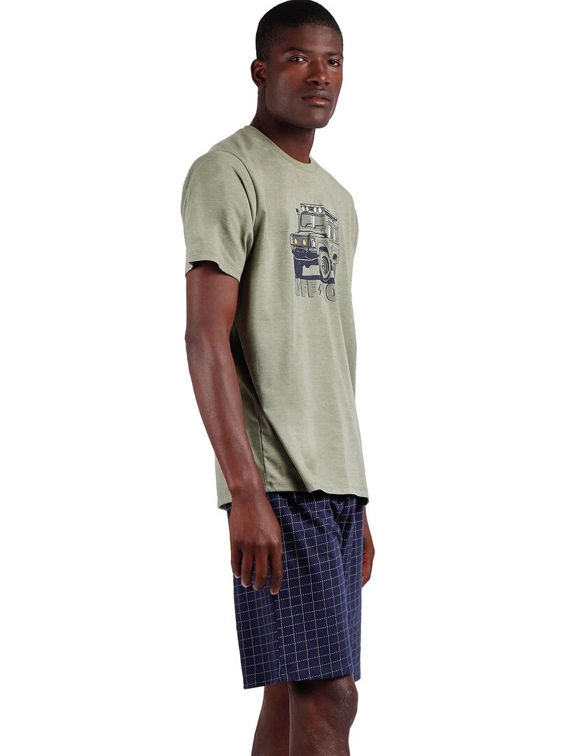 Pyjama short t shirt Road   Kaki