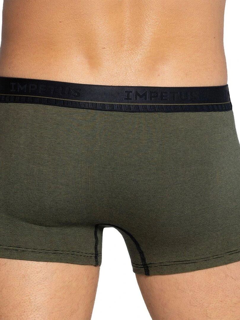 Pack de 2 boxers en coton Topes à rayures et uni   Vert