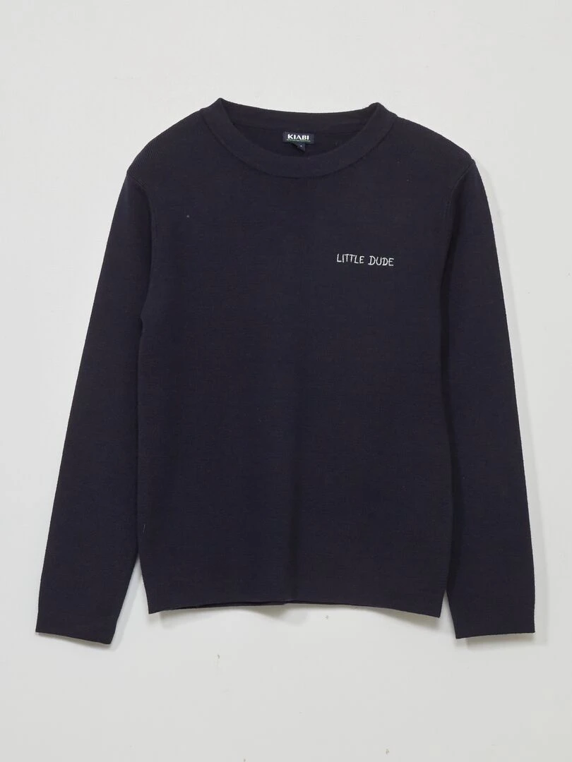Pull en maille jersey à manches longues Bleu