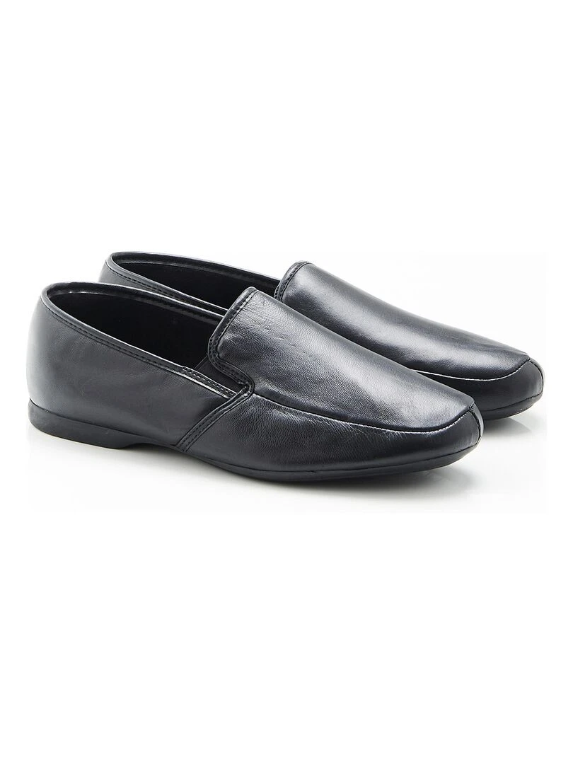 Pantoufles dessus cuir Damart Noir