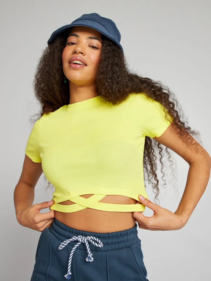 T shirt cropped Jaune