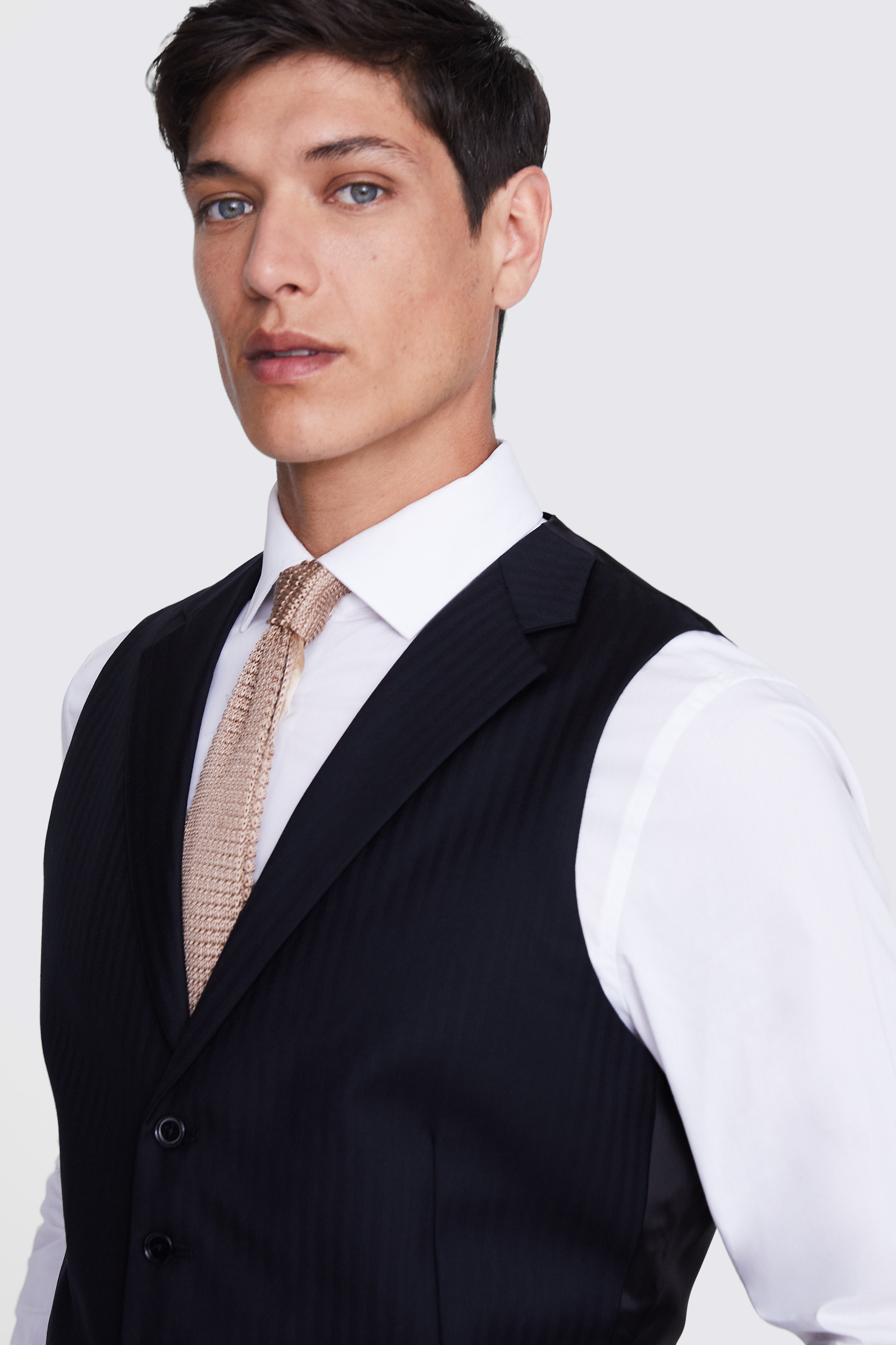 Tailored Fit Grey Sharkskin Morning Waistcoat   Buy Online at Moss