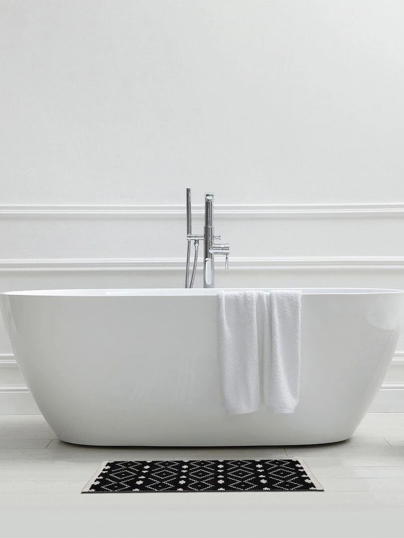 Guy Levasseur Tapis de bain en coton fantaisie noir et blanc Noir
