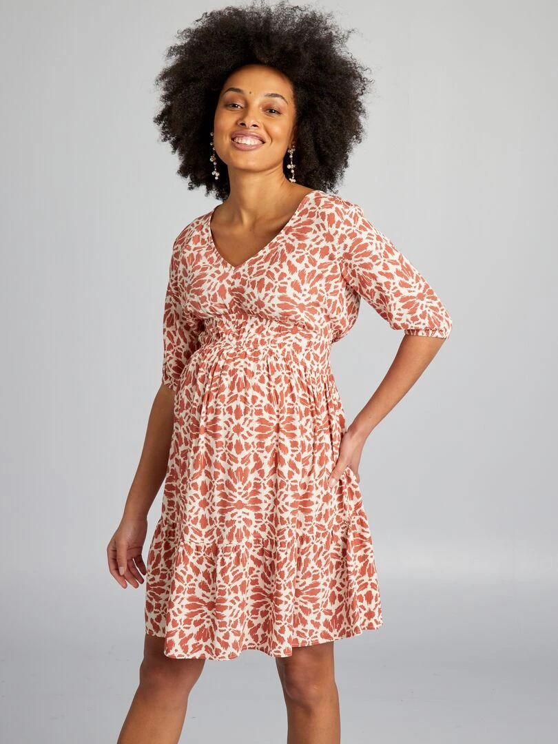 Robe fluide grossesse Beige/terracotta